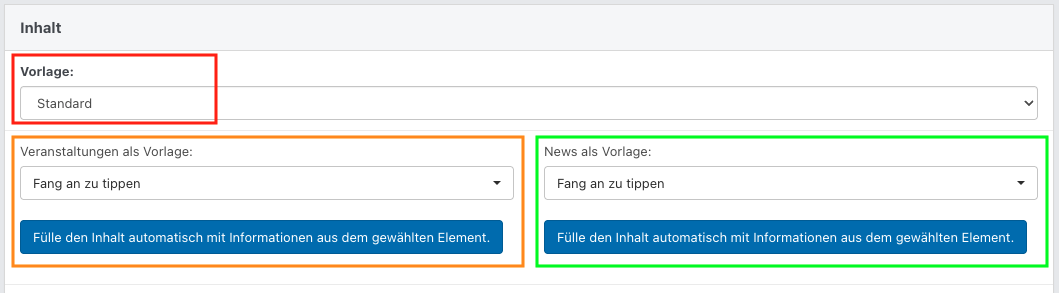 Screenshot aus der Software: Vorlagen-Bearbeitung innerhalb eines neuen Newsletters.