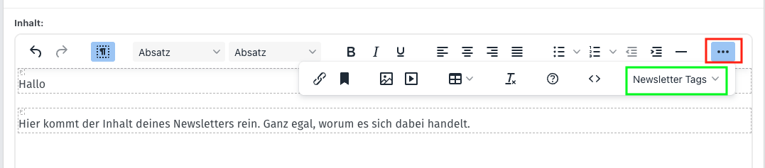 Screenshot aus der Software: geöffnetes Dropdown-Menü.