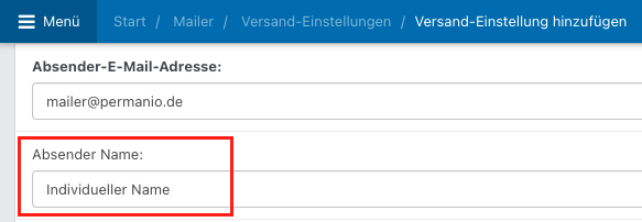 Screenshot aus Software: geöffnete Bearbeitung Versand-Einstellungen.
