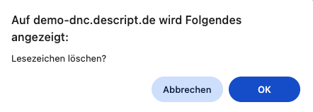 Screenshot aus der Software: Fenster zur Löschung des Lesezeichens.