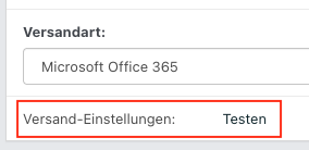 Screenshot aus der Software: geöffnete Mail im Bereich Versand-Einstellungen.