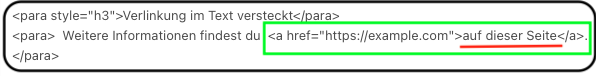 Screenshot der RML-Anweisung für einen Direktlink.