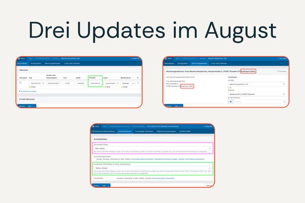 Titelbild für Beitrag: Individuelle Anmeldefelder, erweiterte Adressdaten & mehr