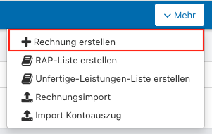 Screenshot: Button "Mehr" in der Rechnungsübersicht.