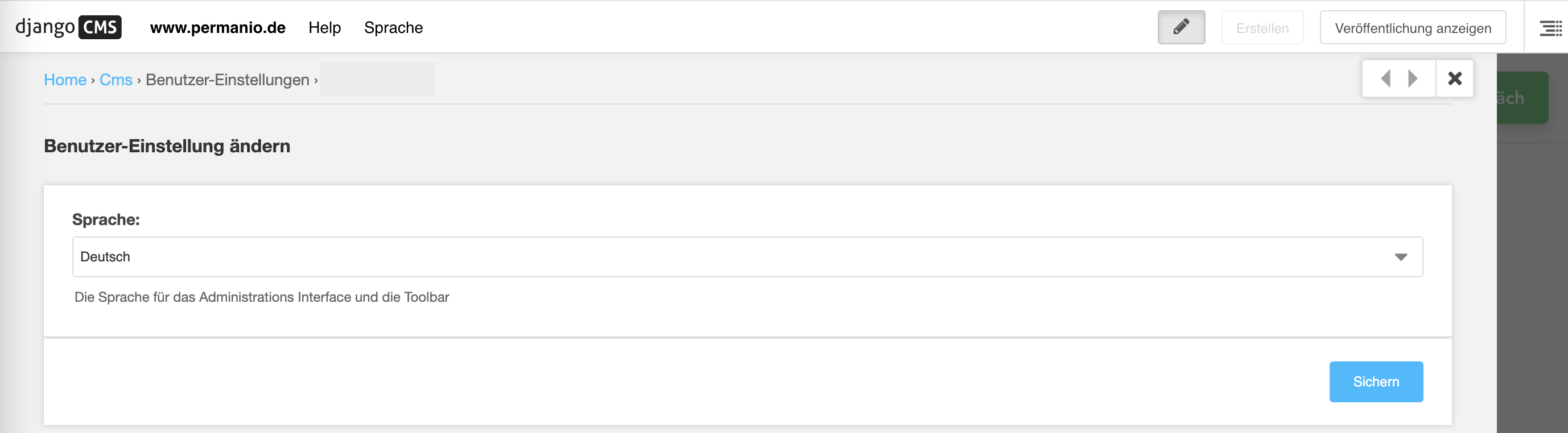 Screenshot, wie die Benutzereinstellungen aussehen können.