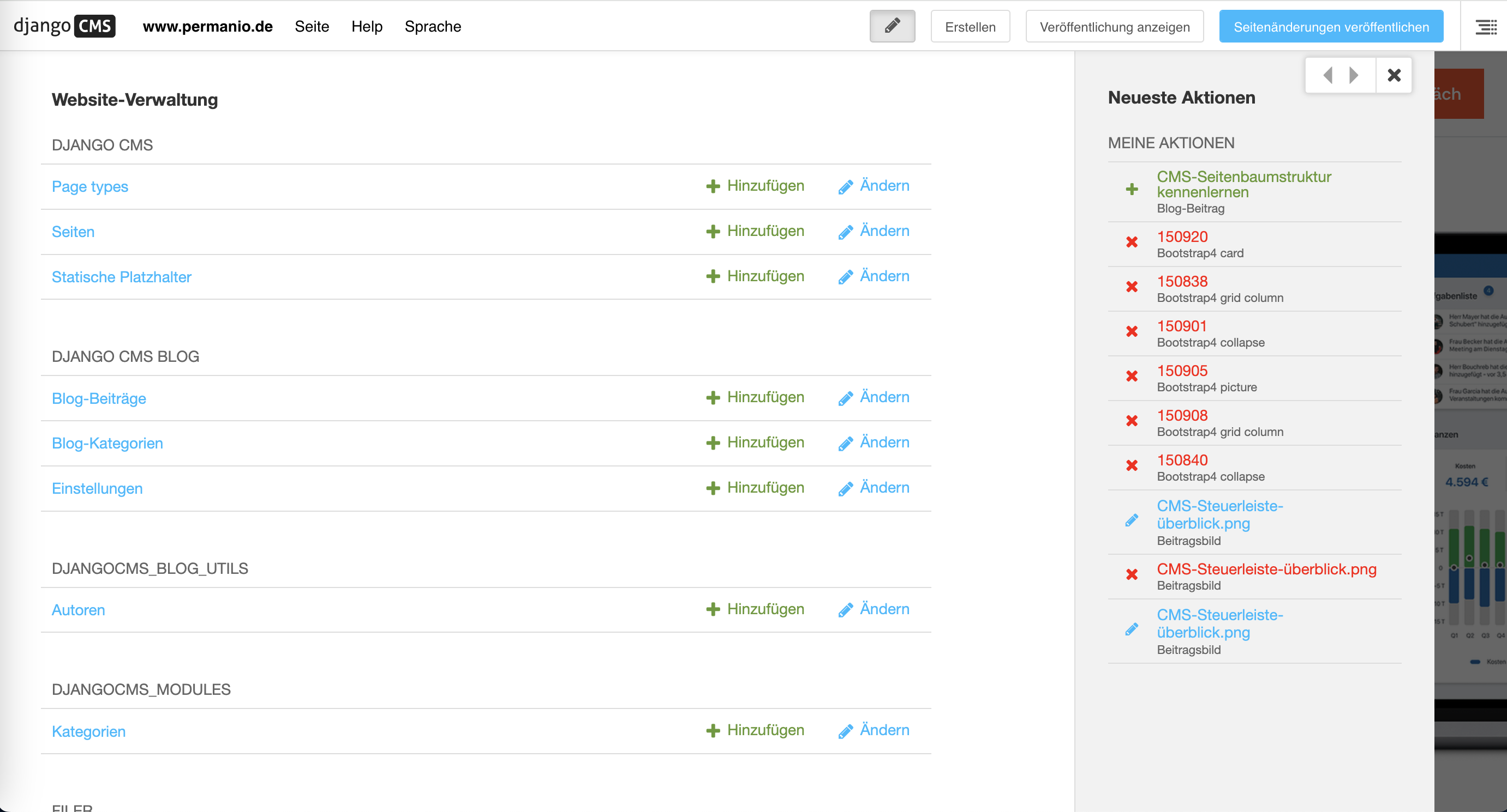 Screenshot aus der Administration