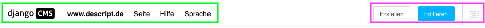 Screenshot der deutschsprachigen CMS-Steuerleiste.