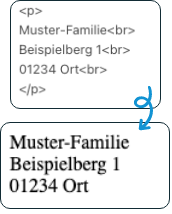Screenshot von HTML, wie die Anweisung für einen Zeilenumbruch aussieht.