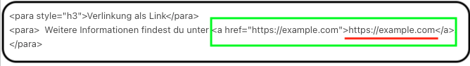 Screenshot der RML-Anweisung für einen Link als Adresse.