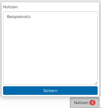 Screenshot aus der Software: geöffnetes Event mit ausgeklappten Notizen.