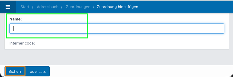 Screenshot aus der Software: geöffneter Bearbeitungszustand einer Zuordnung.