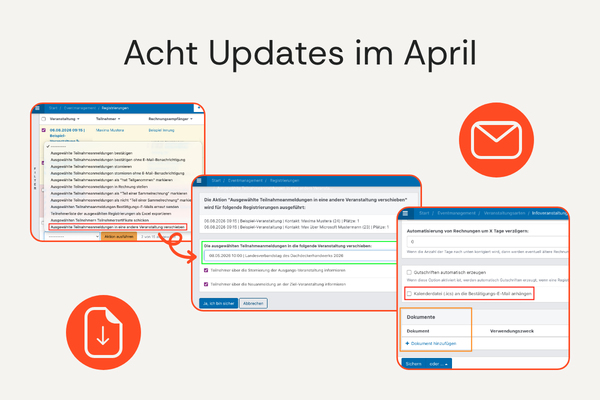 Titelbild für Beitrag: Neue Felder, Anmeldungen verschieben & mehr