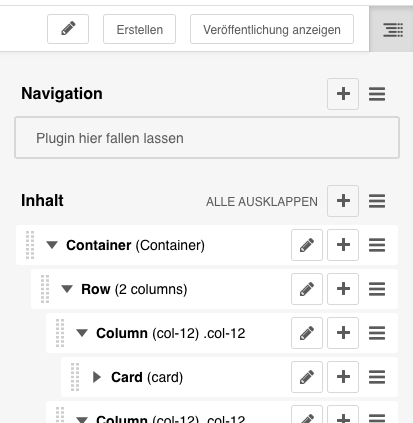 Screenshot einer beispielhaften seitenstruktur inklusive Plugins.