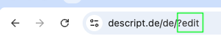 Screenshot der URL mit Fokus auf "?edit" zum Anmelden im CMS.